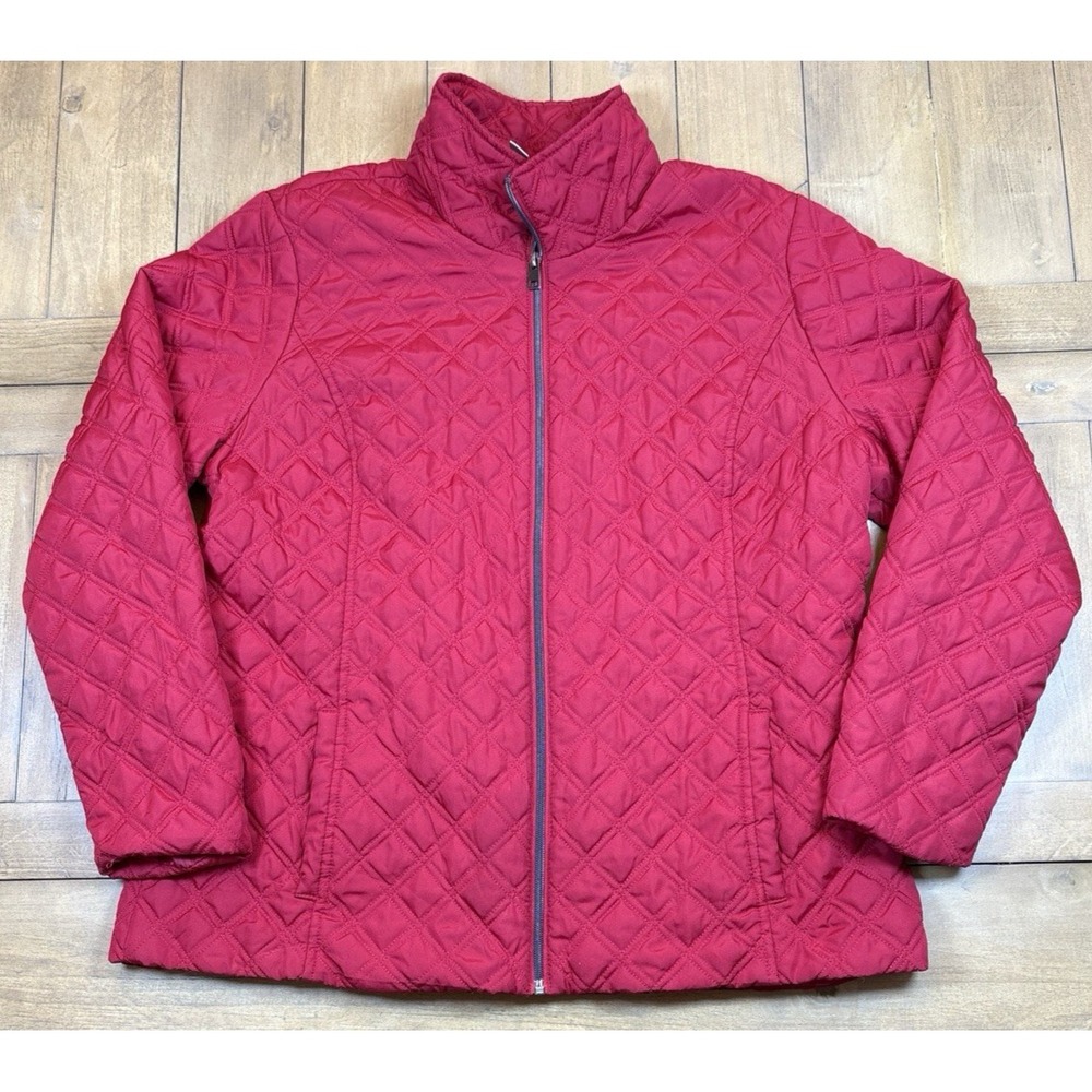 Christopher & Banks Red Quilted Zip Front Jacket‎ Womens Lightweight Layering